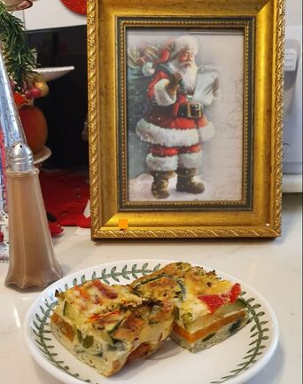 Vegetable frittata with framed Father Christmas